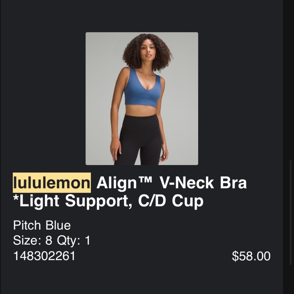Lululemon Align V-Neck Bra in Blue